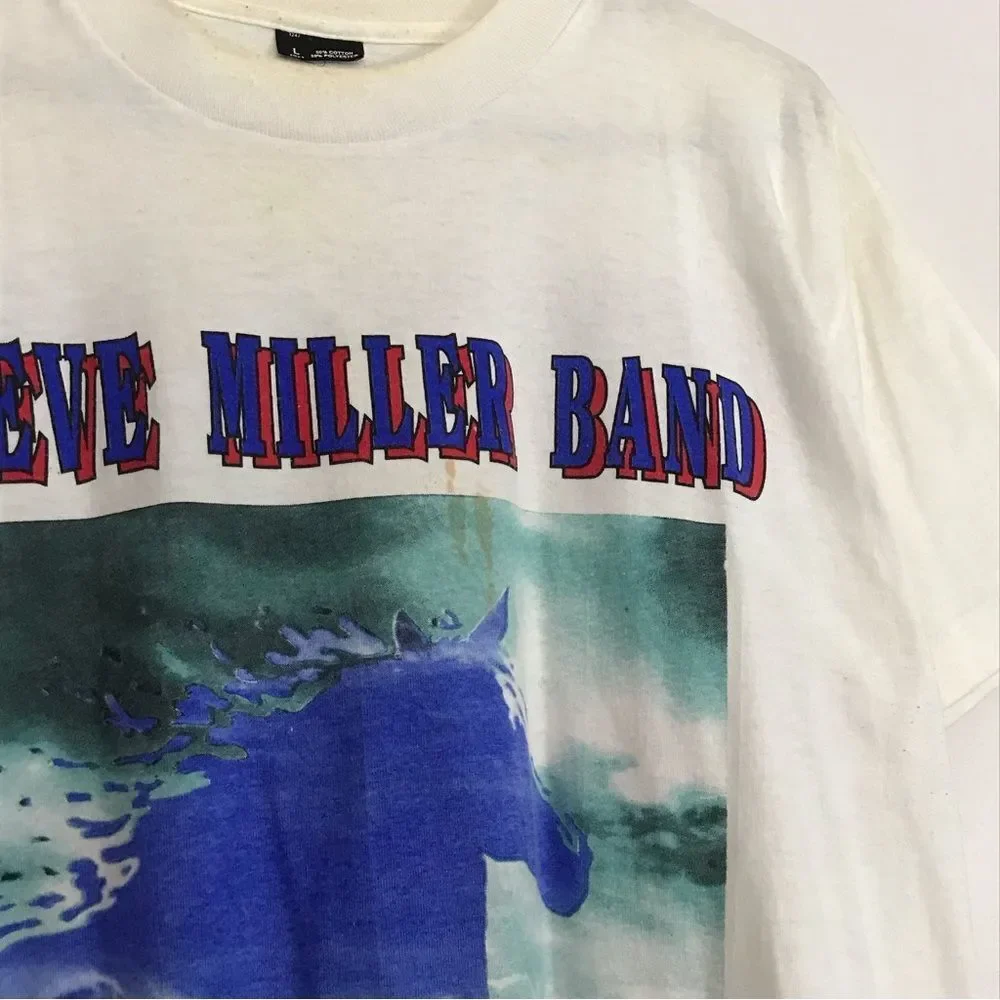 Vintage Steve Miller Band 1993 Wide River Tour 90s White Tshirt Mens Sz Large